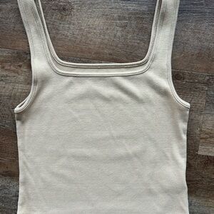 Ribbed Beige Tank Top